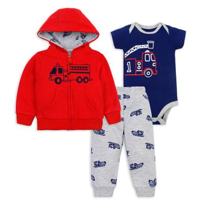 China Good Price Baby Fabrics Breathable Infant Coat Baby Short Jumpsuit And Long Pant Winter 3pcs Clothing Sets for sale