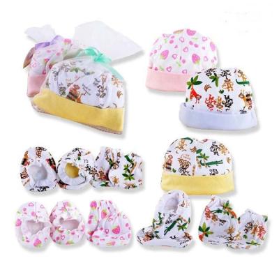 China New Lowest Price Fancy Item Baby Hand Gloves 100% Cotton Infant Hat And Gloves D021B 07 for sale