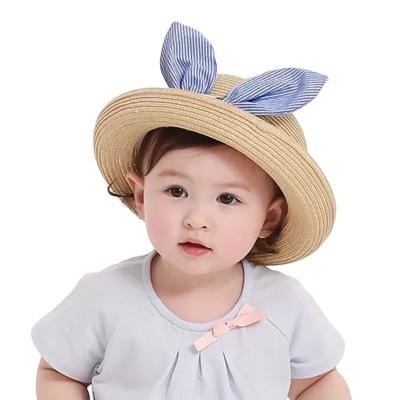 China Character Summer Baby Kids Girl Beach Straw Fisherman Sun Hat Breathable Hollow Out Wide Brim Straw Hat Baby Fancy Striped Kids Hat for sale