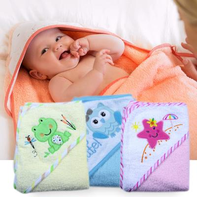 China New Design Fancy PORTABLE Baby Double Hooded Blanket Diapers Embroidered Baby Cotton Wrap Blanket for sale