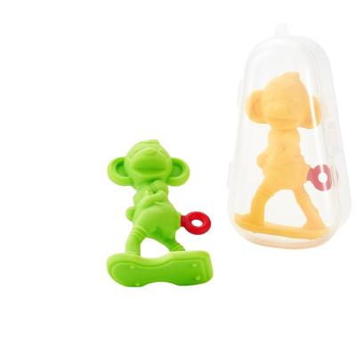 China Soft Baby Teether Toy Funny Monkey Shape Baby Soft Toy Best Price Baby Gum Massager Silicone Teether for sale