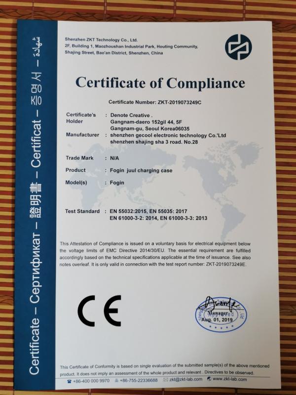 CE - Shenzhen City Gecool Electronic Technology Limited Company