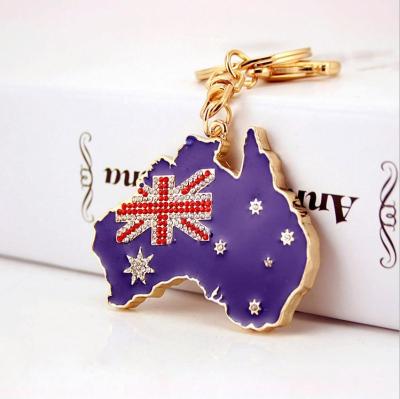 China Metal Australia Map Shaped Crystal Keychain Mental Keyring for sale