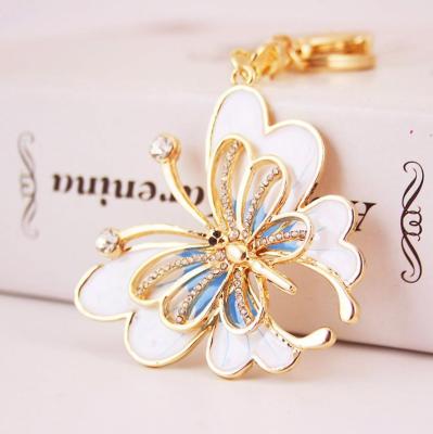 China Wholesale Crystal Rhinestone Butterfly Metal Bling Bling Enamel Key Chain for sale