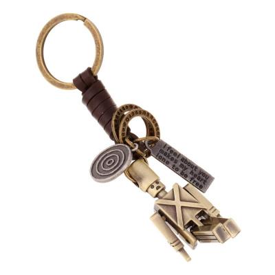 China New Fashion Bottle Opener Robot Metal Handmade Woven Leather Creative Cute Key Chain Accessories for sale