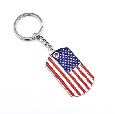 China Custom Zinc Alloy American Style Metal USA National Flag Key Chain Tag for sale