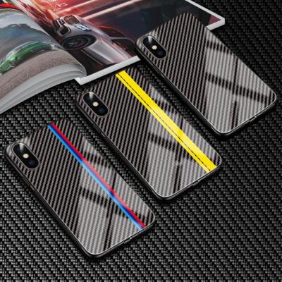 China Custom MOQ 10pcs LOGO Carbon Fiber Glass Shockproof Cell Mobile Cases For iPhone 12 pro XS Max Car Amg Sline BMW M R for sale