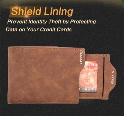 China RFID Purse ID Credit Card Holder Shorts PU Leather Slim RFID Wallet For Men for sale