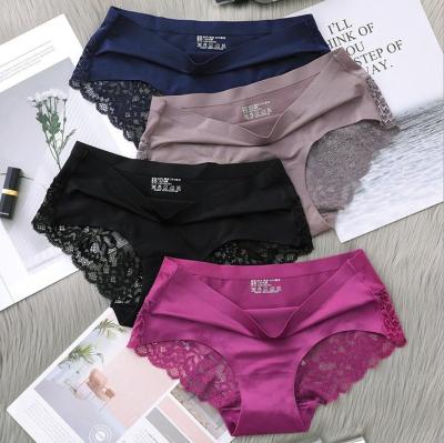 China Antibacterial Women's Seamless Panties Women's Antibacterial Sexy Silk Briefs Underwear Ice Lace Panties Underwear for sale