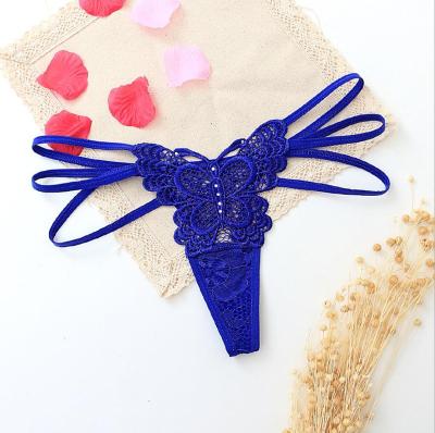 China Antibacterial butterfly sexy women lace up panties thong for butterfly design for sale