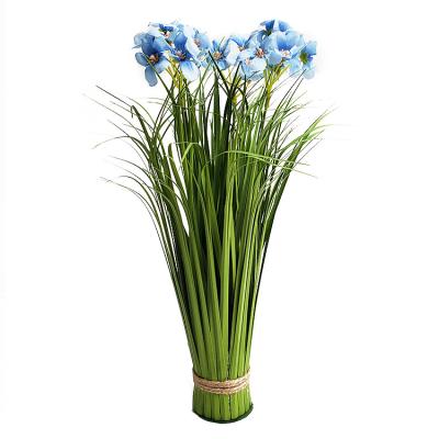 China Decorate Indoor Home Decoration Plastic Simulation Grass Wall Artificial Flowers PVC Potted Onion Plant for sale