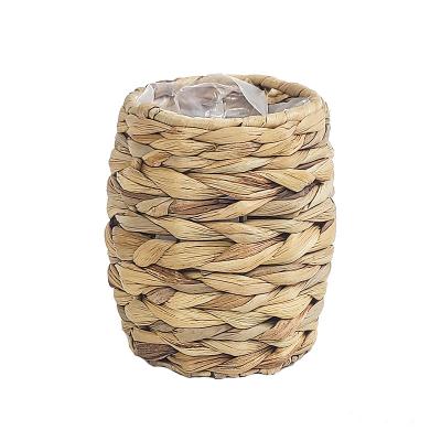 China American Style Factory Supply Straw Water Hyacinth Flowerpot Grass Rattan Woven Straw Woven Basket for sale