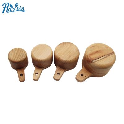 China Sustainable Wholesale 4pcs RAYBIN Kitchen Instruments Baking Wooden Nesting Measuring Cups Set Spoons for sale