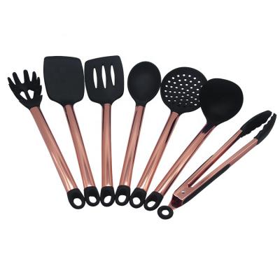 China RAYBIN Viable Wholesale 7 Rose Gold Handle Cookware Stainless Steel Kitchen Silicone Tool Kit for sale