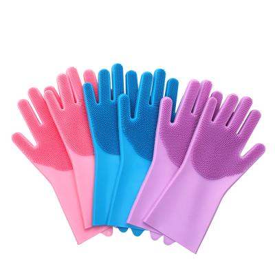 China 2pcs Heat Resistant Heat Resistant Pair Silicone Cleaning Brush Magic Gloves With Scrubber for sale