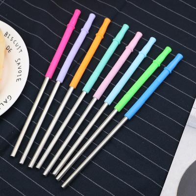 China RAYBIN 8 Disposable Food Grade Reusable Metal Drinking Straw With Silicon Tip for sale