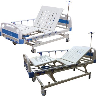 China Disable Multi-configuration Sturdy Duplex Folding 2 Adjustable Cranks Manual Hospital Bed for sale