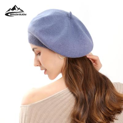 China GOLOVEJOY DMZ56 Fashion First Grade Quality Lady Fashionable Custom Made Logo Acrylic Beret Hat Pure Color Anti-rabbit Wholesale Hair for sale