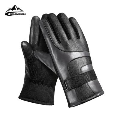 China GOLOVEJOY Unisex DB01 Custom Outdoor Warm Thicken Non Slip Touch Screen Sports Winter Hand Gloves Leather Trim Workout Gloves for sale