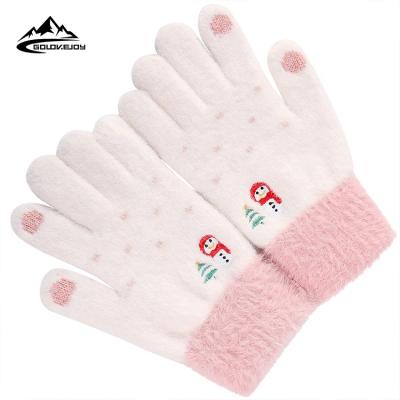 China GOLOVEJOY DZ105 Hot Selling Jacquard Girls Warm Gloves Lovely Pattern Fitted Warmth Suave Outdoor Casual Winter Knitted Gloves for sale