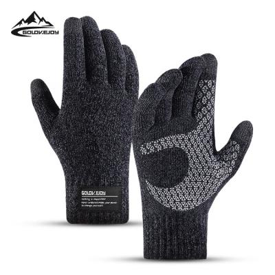 China GOLOVEJOY DZ107 Fashion Jacquard Full Finger Lady Warm Hand Gloves Safety Riding Work Thickening Flip Men Wool Knit Gloves for sale