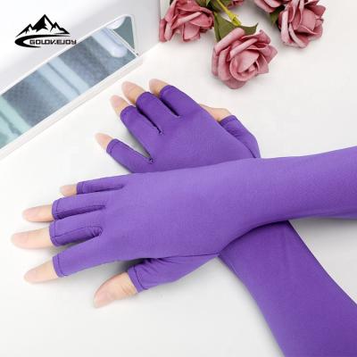 China GOLOVEJOY MJ01 Professional Polyamide Finger Less Anti Bacterial Protection Anti Lamp Light UV Radiation Protect Hand Nails Art Gloves for sale