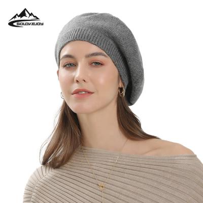 China GOLOVEJOY DMZ56 Fashion Wholesale Custom Color Wool Knitted Classic Solid Logo Hat French Girl Embroidered Women Designer Beret Hats for sale