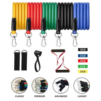 China Durable Professional Home Fitness Resistance Tubes With 11pcs Handles Resistance Band With Hook for sale