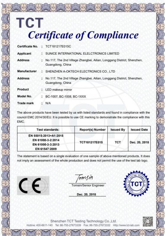 CE - Shenzhen A-Oktech Electronics Technology Co., Ltd.