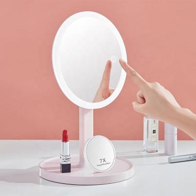 China New Style Modern Vanity Table Lighted Cosmetic Lighting Led Make Up Mirror With Light For Makeup Round Hand Held Lighted Irregular for sale