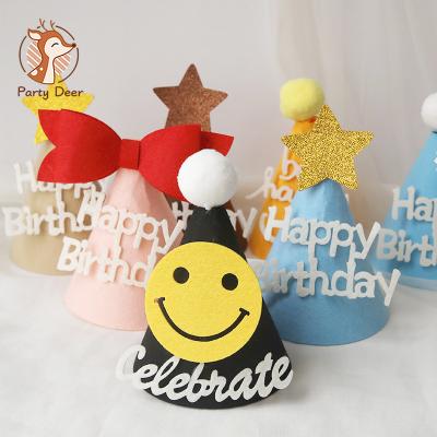 China Kids Birthday Party Cake Decoration DIY Birthday Covers Decorations Newborn Kids Birthday Party Hat Headband Baby Party Hats Child Love Adult Gifts for sale