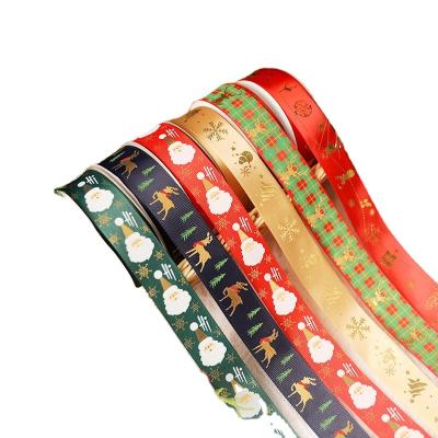 China Merry Christmas Celebration 25 Wide Christmas Ribbon 2.5 Yards Printed Grosgrain Ribbons For Gift Wrap Wedding Decoration Hair Hanger DIY for sale