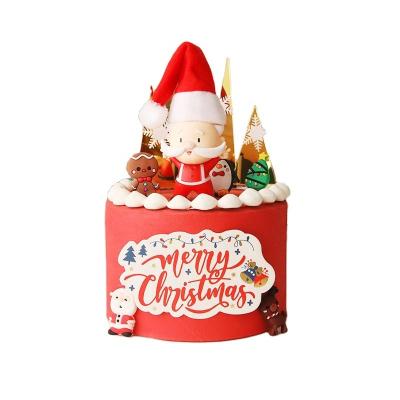 China Chirstmas Decor Merry Christmas Tree Pine Sleigh Cones Cake Topper For Apple Love Gifts Santa Claus Decor New Year Baking Xmas Party Supplies for sale