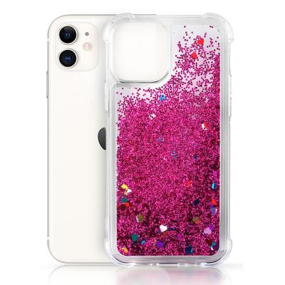 China Transparent Colorful Anti-fall TPU+PC Mobile Phone Cover Quicksand Phone Case For iPhone 11 12 Pro Max for sale