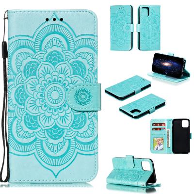 China Best Selling Anti-fall Flower Pattern Leather Flip Mobile Phone Cover For iPhone 12 Pro Max Card Slot Phone Case For iPhone 11 for sale