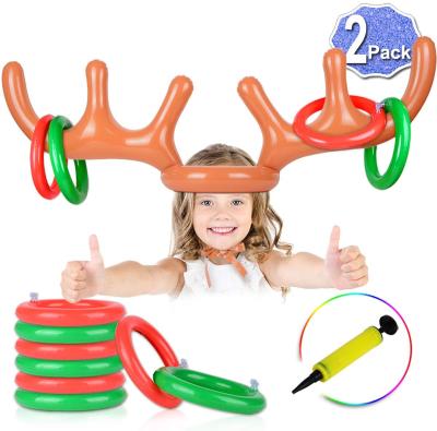 China Classic 2 Sets Antler Ring Toss Game Inflatable Reindeer For Christmas Party Games for sale