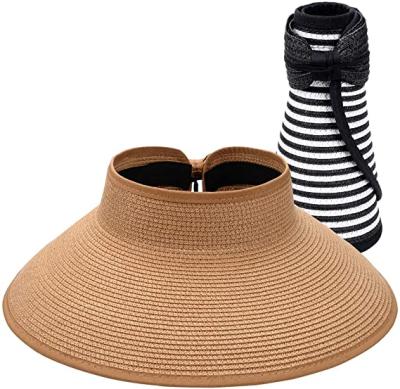 China Spring Summer Sun Visor Hat Beach Hats Striped Brand New Women Straw Hat for sale