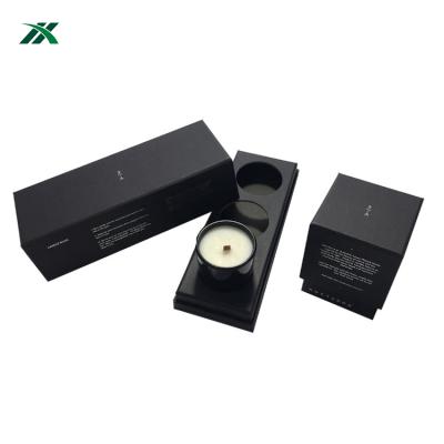 China Exquisite Materials Custom Hard Black Candle Recycled Packaging Boxes For Gifts for sale