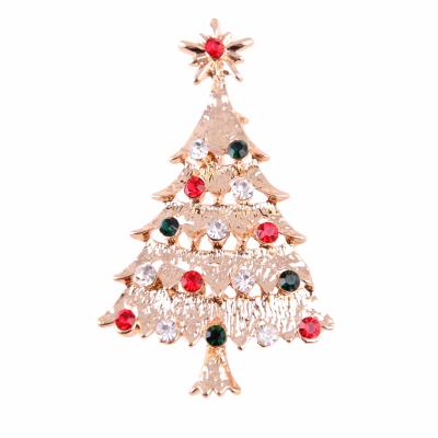 China Hot Selling Christmas Birthday Alloy Gold Plating Rhinestone Santa Claus Brooches for sale