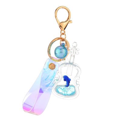 China Transparent Crystal Keychain Custom Promotional Gifts 3D Guitar Decoration Acrylic Dangling Key Chain for sale