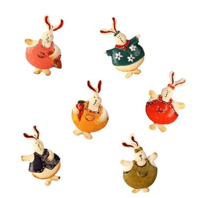 China Creative Pastoral European Animal Refrigerator Stickers Rabbit Grease Resin Country Stickers Sticky Easter Decorations for sale