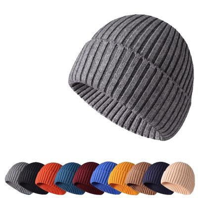 China New Fashion COMMON Winter Solid Color Knit Beanie Hat Cotton Warm Soft Hat Unisex Hood Male Women Men Thick Casual for sale