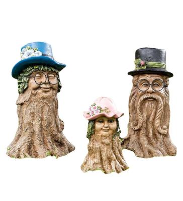 China Minimalist family tree stump decoration resin sculpture family tree stump garden statue family of three garden statues for sale