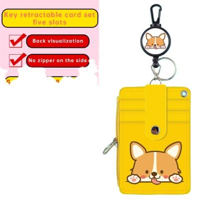 China Customized Hot Selling Amazon Logo Id Card Holder Fashion Wallet Case with Retractable Lanyard Cartoon Card Sleeves for sale