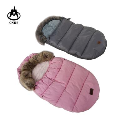 China Waterproof Beer Barrel, Warm Cozy Striping Micro Soft Fleece, Baby Infant Sleeping Bag with Artificial Wool Collar for Baby Stroller for sale