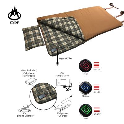 China With Pillow Water Proof With Pillow And Carry Bag Warm Graphene Self-heating Canvas Desert Cold Weather Heated Big Size Sleeping Bag for sale