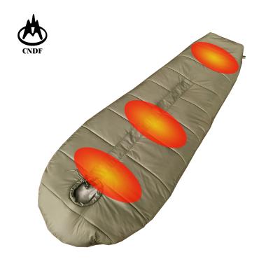 China Graphene Heating Electric Battery Nice Design, Self-Warming Heated And Cold Weather, Soft Nylon Thermal Mummy Sleeping Bag for sale