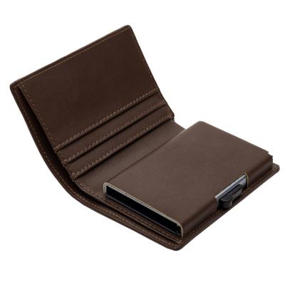 China RFID Blocking Protect RFID Bifold Blocking Noise Up Card Holder Nappa Aluminum Card Case Lash Leather Wallet for sale