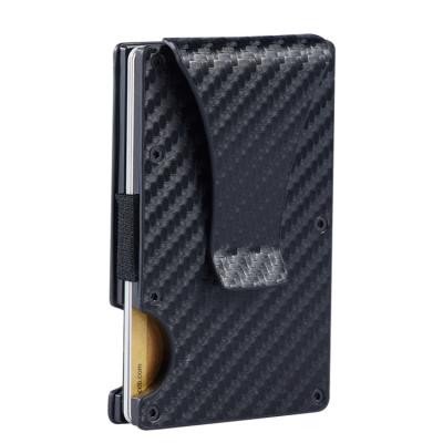 China RFID Blocking Protects Hot Sale RFID Carbon Fiber Metal Credit Card Sleeve For Men Aluminum Card Holder With Money Clip for sale