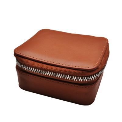 China Luxury Custom Made Lady PU Leather Zipper Jewelry Storage Box Logo Small Travel Jewelry Watch Box Packaging Box for sale